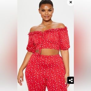 Brand new red 2 piece pants set